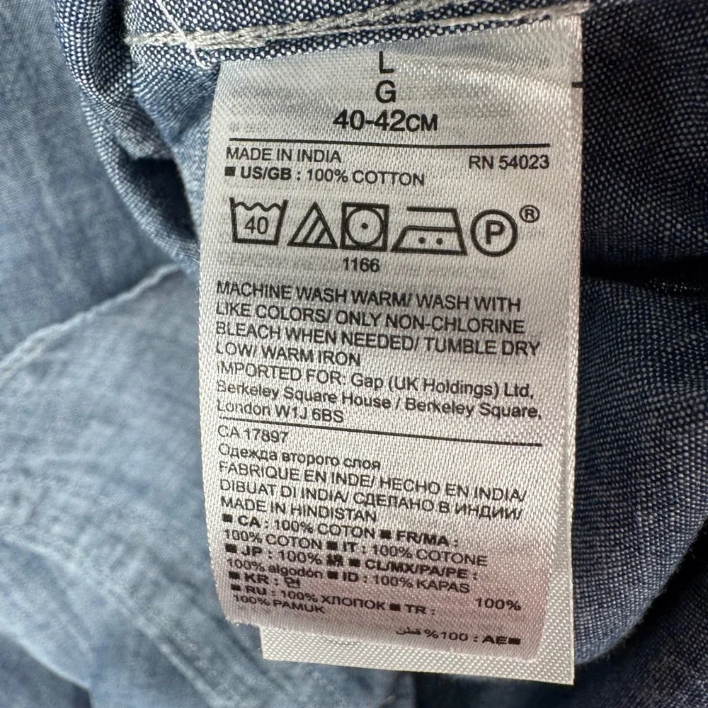 Banana Republic Cotton Chambray Camden Fit Button Down Shirt Mens Large Blue